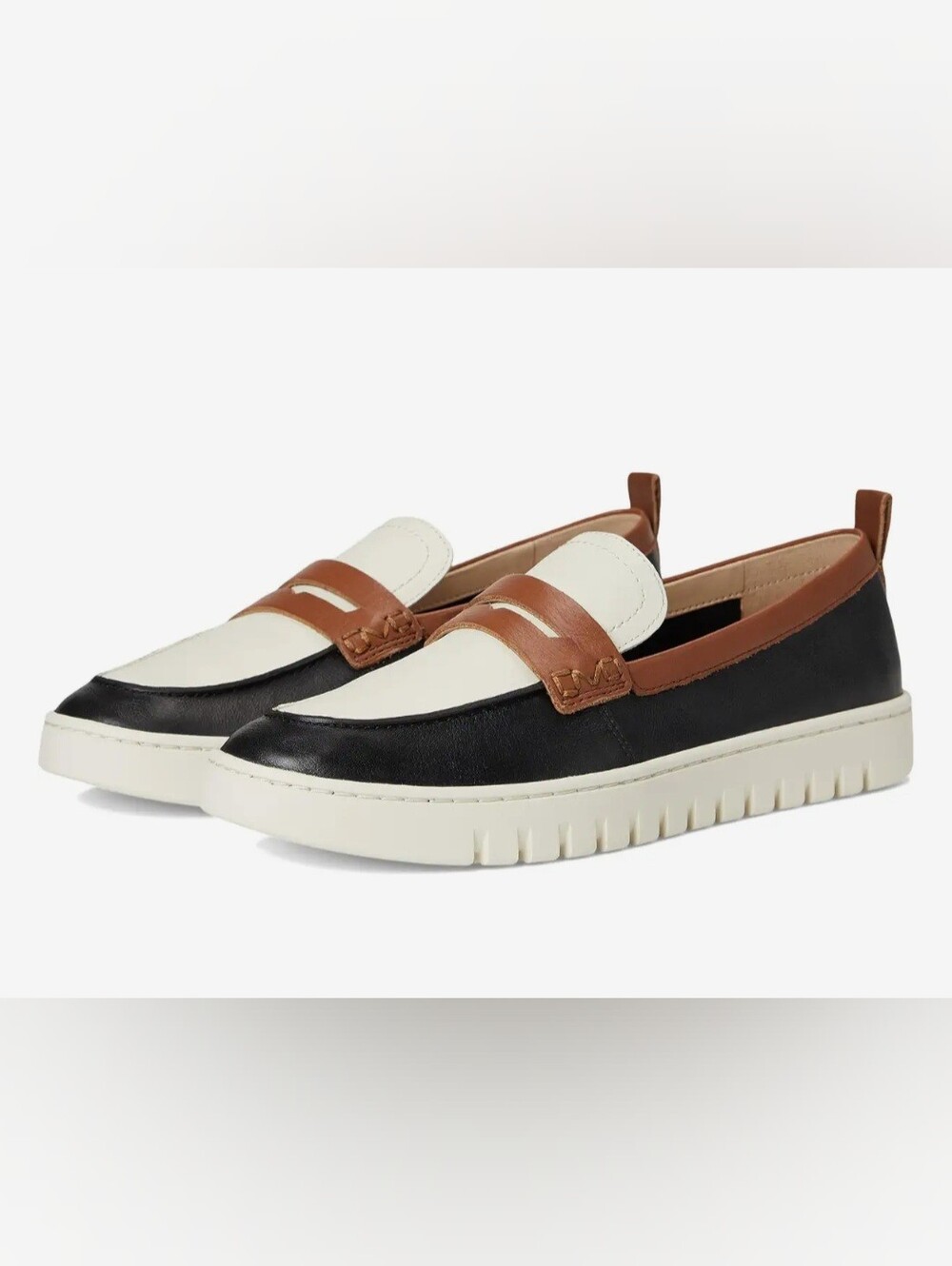 VIONIC UPTOWN HYBRID PENNY LOAFER. SZ 7. BLACK MULTI- COLORWAY